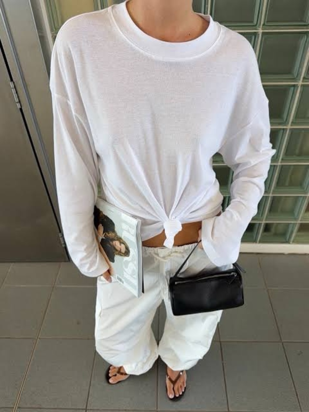 Victoria's Secret White Long-Sleeve Cotton Crew T-Shirt Dolman Oversized Lounge